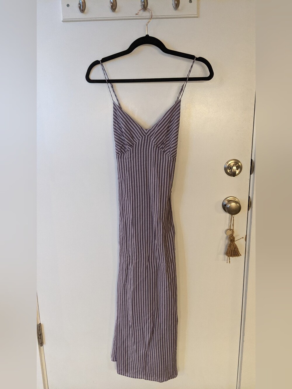 Madewell Striped Spaghetti Strap Maxi Dress in Lavender